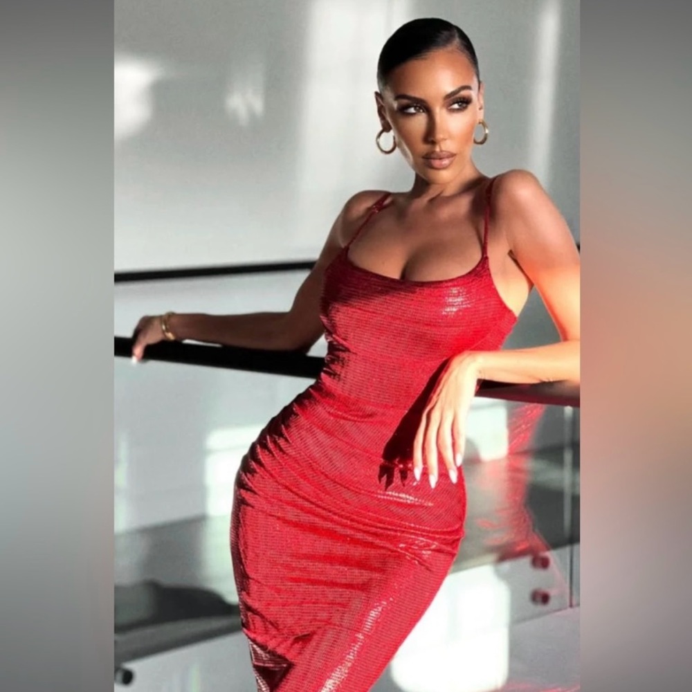 Jluxlabel Red Rubi Cowl Neck Cocktail Dress